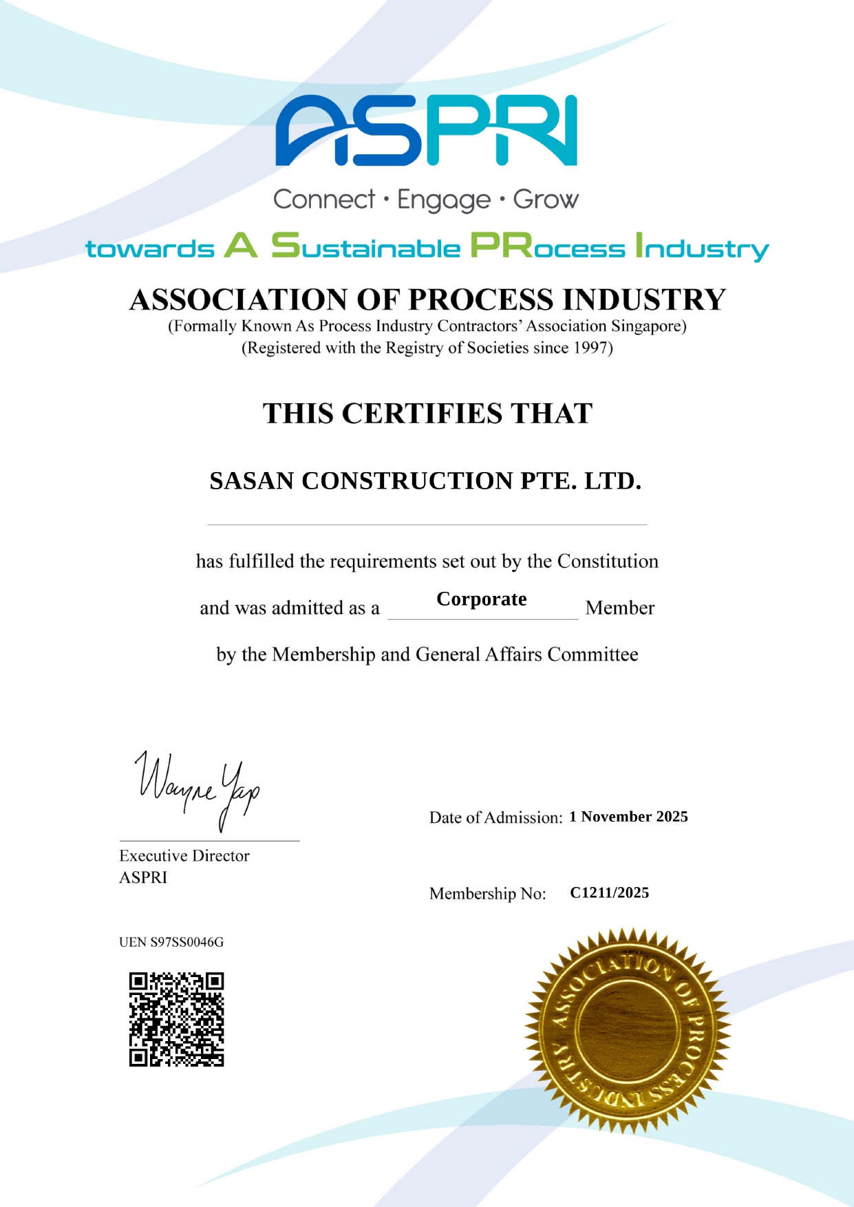 ASPRI Certificate